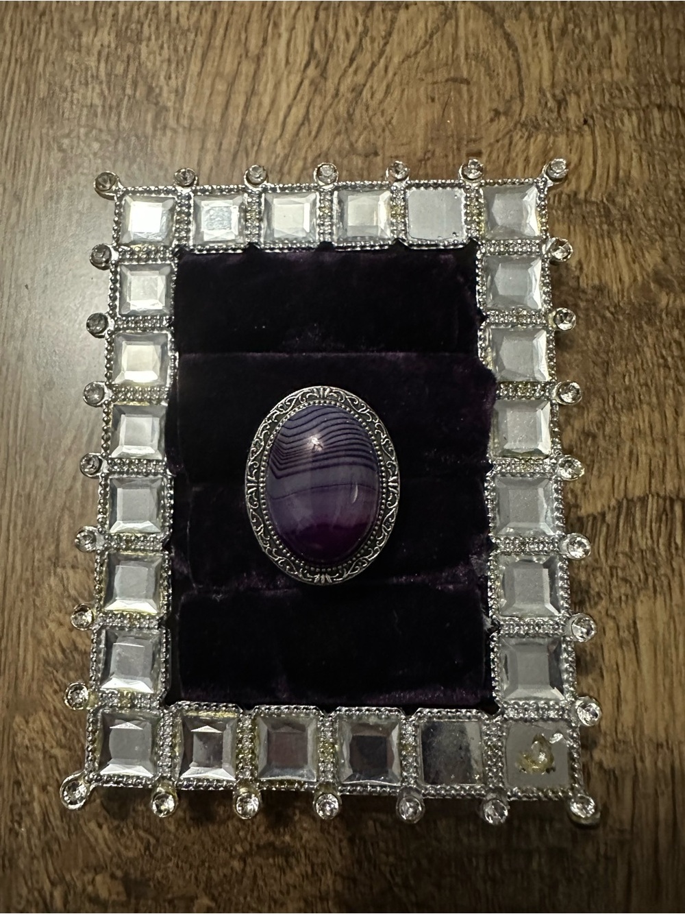 Purple Botswana Agate ring with silver setting